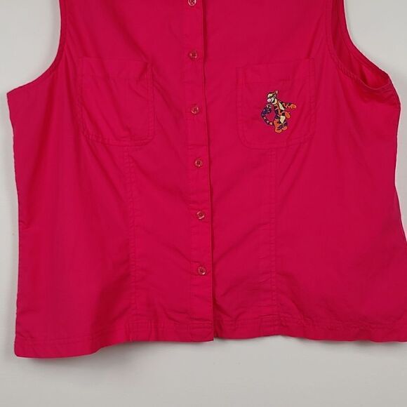 Disney Tigger Embroidered Sleeveless Button Front Blouse Top Size XL - Picture 7 of 10
